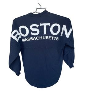Boston Massachusetts Navy Long Sleeve Tee